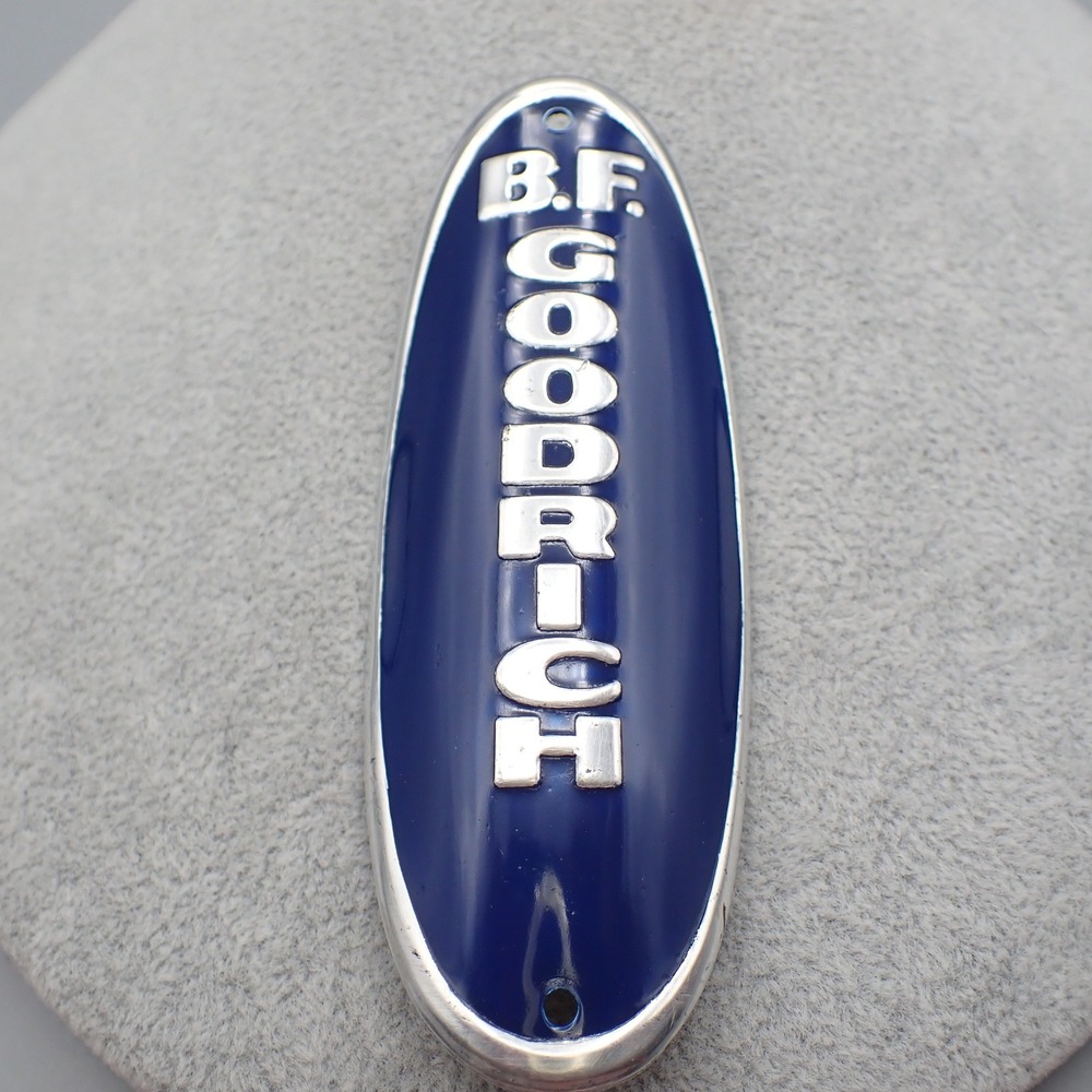 READ Vintage BF Goodrich Bicycle Head Badge Blue Enamel Metal Emblem 3.25 Inch